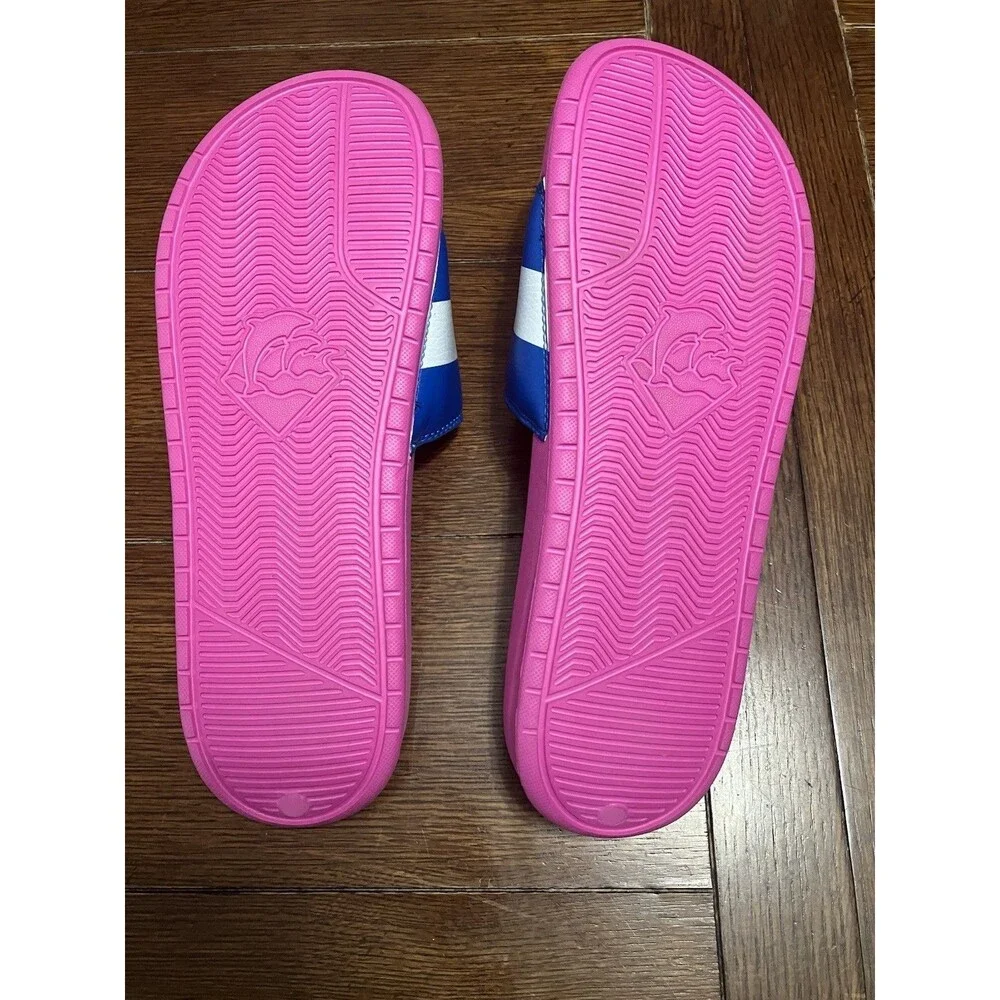 Pink Dolphin Legends At Our Craft Split Waves Slides Pink And Blue Sz 9 NWOT